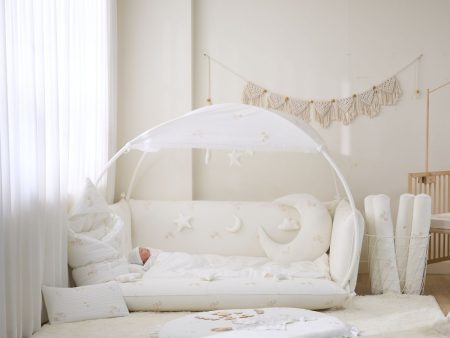 LOLBaby Cotton Embroidery Bumper Bed with Hanging Toy and Canopy - Golden Dragon (PO Late Feb 25) Cheap