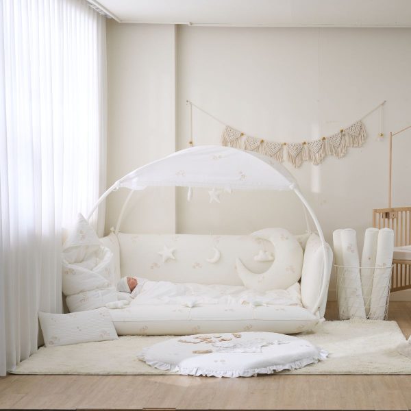 LOLBaby Cotton Embroidery Bumper Bed with Hanging Toy and Canopy - Golden Dragon (PO Late Feb 25) Cheap